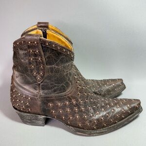 Old Gringo Flor Felize Chocolate Brown Leather Studded Short Western Boots